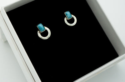 Bleu waves larimar stone sterling silver earrings