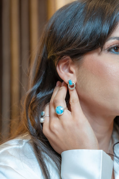 Bleu waves larimar stone sterling silver earrings