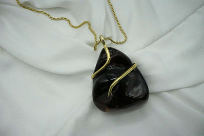 Gaia amber necklace limited-edition in sterling silver gold-plated