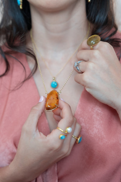 Stunning Dominican amber resin necklace