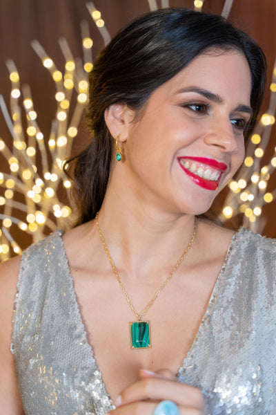 Candy house malachite necklace in sterling silver gold-plated