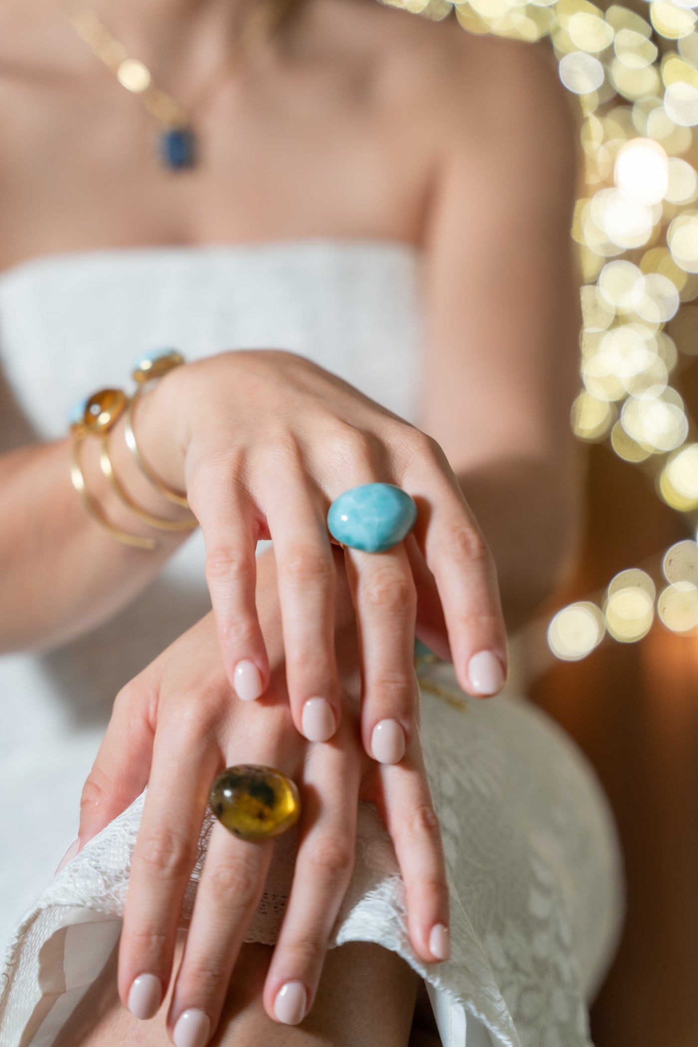 Vivid colored cocktail ring