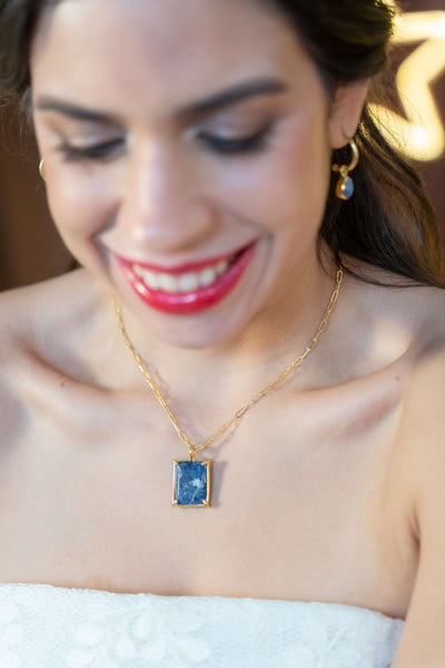 Candy house lapislazuli necklace in sterling silver gold-plated