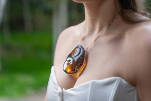 Iris amber necklace limited-edition sterling silver