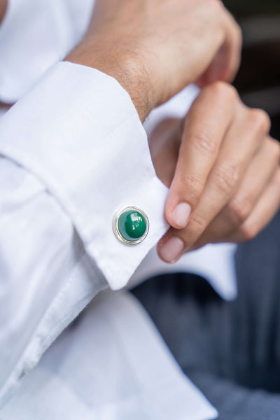 Malachite round shape cufflinks