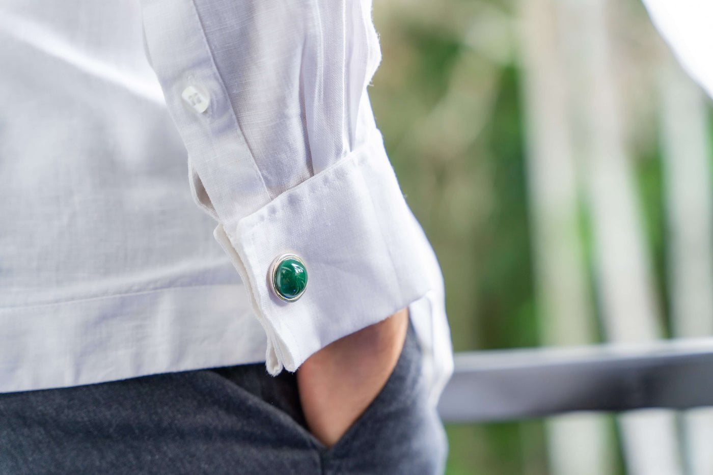 Malachite round shape cufflinks