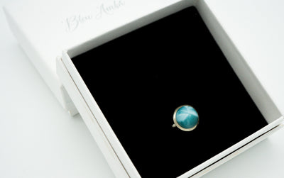 Larimar stone round shaped ring