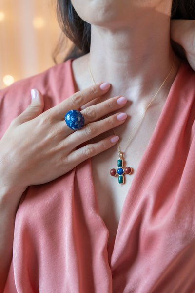 Multicolor cross pendant