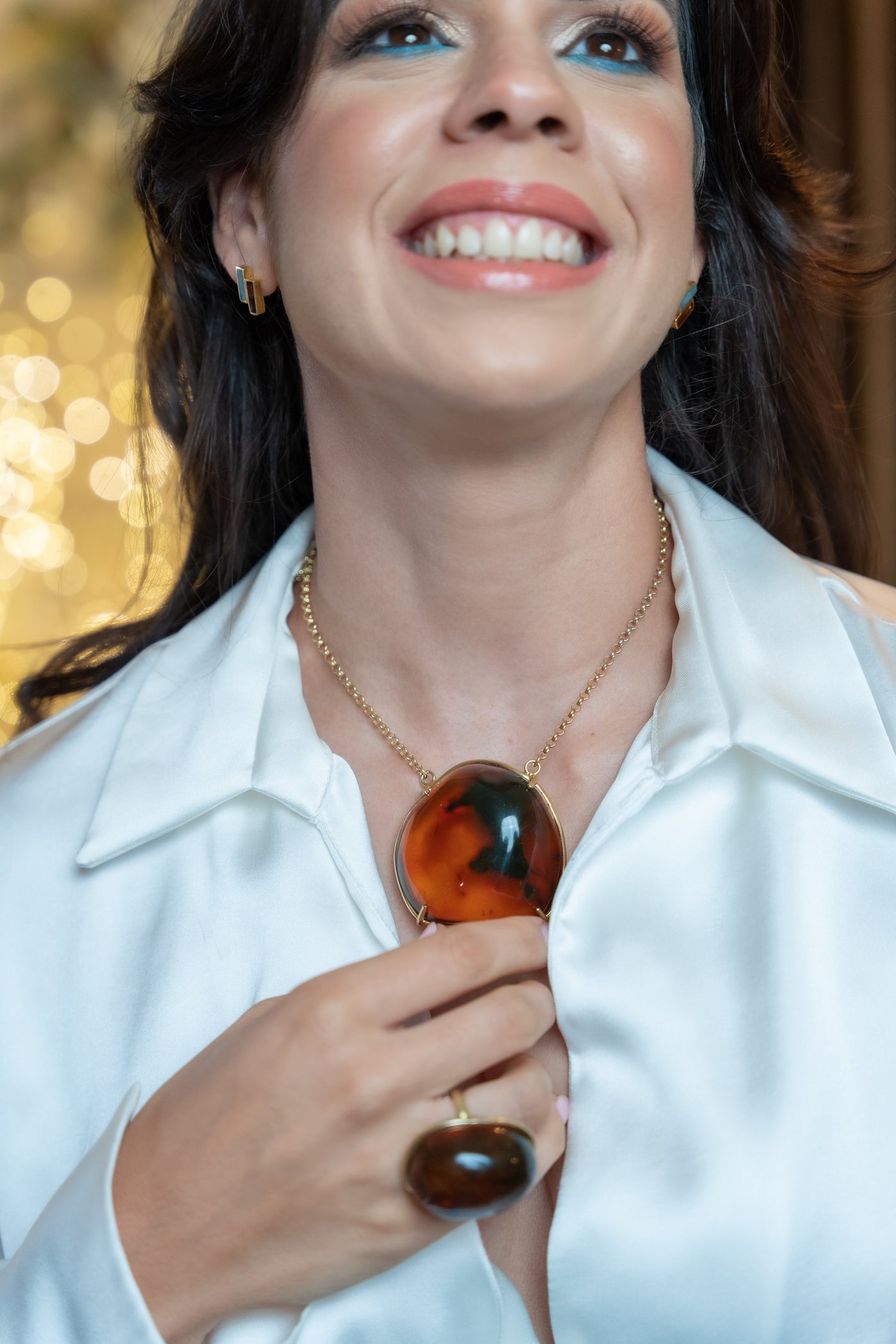 Ravishing amber resin necklace limited-edition